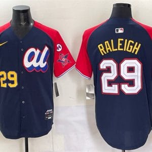 American League #29 Cal Raleigh Navy Red Alternate 2025 All-Star With Patch Edition Limited Stitched Jersey