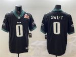 Philadelphia Eagles #0 D'Andre Swift Black 2025 Super Bowl LIX Patch Vapor Untouchable Limited Stitched Jersey