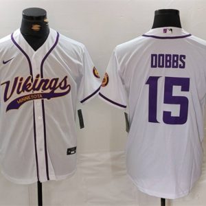 Minnesota Vikings #15 Joshua Dobbs White Cool Base Stitched Jersey