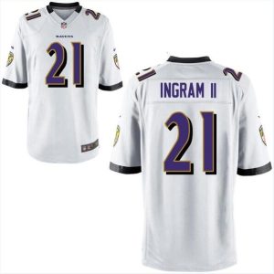 Baltimore Ravens #21 Mark Ingram White Jersey