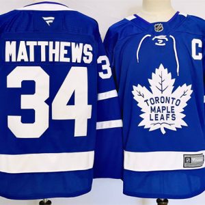 Toronto Maple Leafs #34 Auston Matthews Blue 2024-25 With C Patch Stitched Jersey