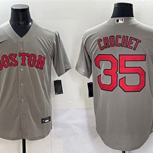 Boston Red Sox #35 Garrett Crochet Gray Cool Base Stitched Jersey