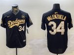 Los Angeles Dodgers #34 Toro Valenzuela Black Gold 2024 World Series With No. 34 Patch Limited Stitched Jersey