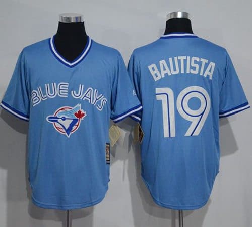Blue Jays #19 Jose Bautista Light Blue Cooperstown Throwback Stitched Jersey