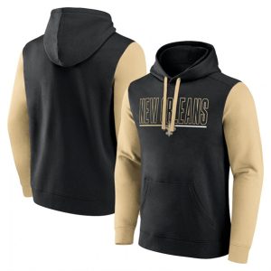 New Orleans Saints Black Gold Outline Pullover Hoodie