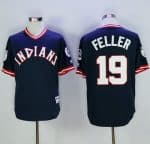 Indians #19 Bob Feller Navy Blue 1976 Turn Back The Clock Stitched Jersey