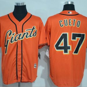 Giants #47 Johnny Cueto Orange New Cool Base Alternate Stitched Jersey