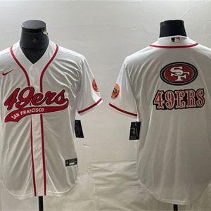 San Francisco 49ers White Team Big Logo With Patch Cool Base Stitched Jersey
