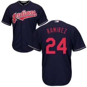 Indians #24 Manny Ramirez Navy Blue New Cool Base Stitched Jersey