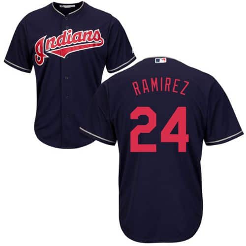Indians #24 Manny Ramirez Navy Blue New Cool Base Stitched Jersey