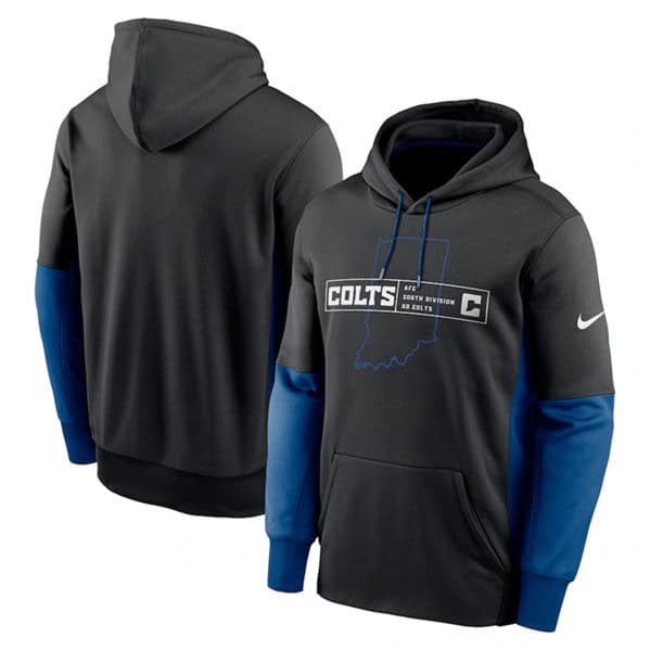 Indianapolis Colts Black Color Block Fleece Performance Pullover Hoodie