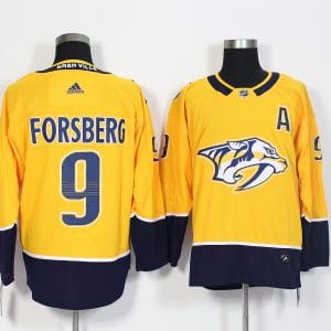 Nashville Predators #9 Filip Forsberg Yellow Stitched Adidas Jersey