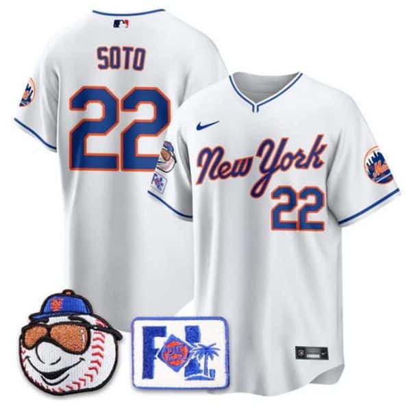 New York Mets #22 Juan Soto White 2025 Spring Training Stitched Jersey