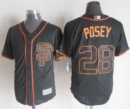 Giants #28 Buster Posey Black Alternate New Cool Base Stitched Jersey