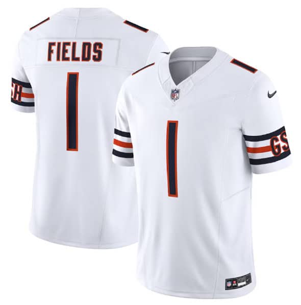 Chicago Bears #1 Justin Fields White 2023 F.U.S.E. Vapor Untouchable Limited Stitched Jersey