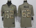 Philadelphia Eagles #62 Jason Kelce Olive Camo Salute To Service Limited Stitched Jersey