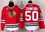 Blackhawks #50 Corey Crawford Red 2015 Stanley Cup Stitched Jersey