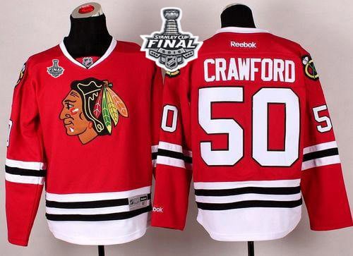 Blackhawks #50 Corey Crawford Red 2015 Stanley Cup Stitched Jersey