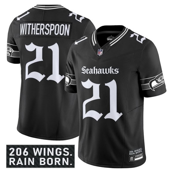 Seattle Seahawks #21 Devon Witherspoon Black 2025 F.U.S.E. 'Gothic Rain City Shadows Edition' Vapor Limited Football Stitched Jersey