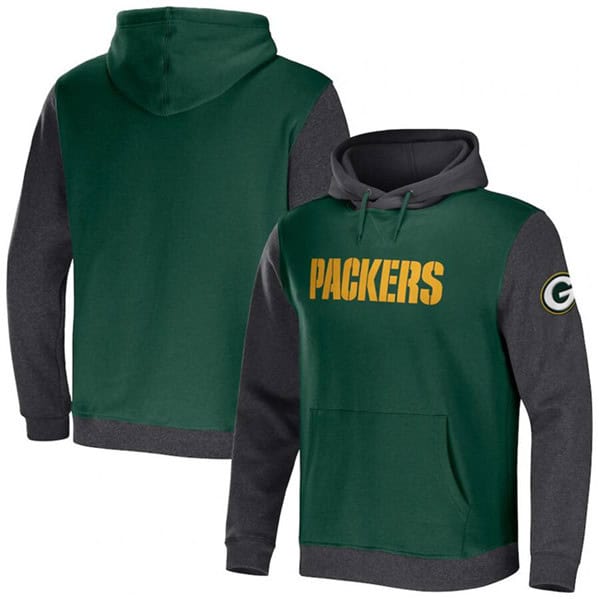 Green Bay Packers X Darius Rucker Collection Green Heather Charcoal Colorblock Pullover Hoodie