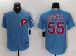 Philadelphia Phillies #55 Ranger Su¨¢rez Blue Cool Base Stitched Jersey