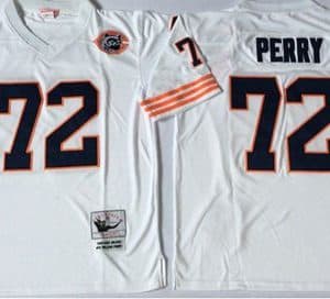 Mitchell Ness Bears #72 William Perry White Big No. Throwback Stitched Jersey