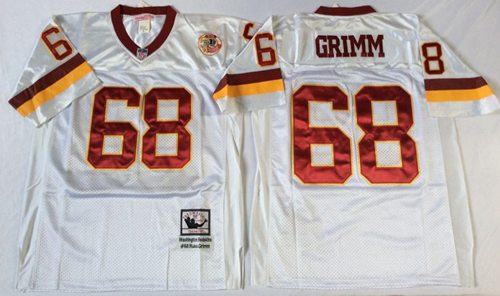 Mitchell And Ness Redskins #68 Russ Grimm White Throwback Stitched Jersey