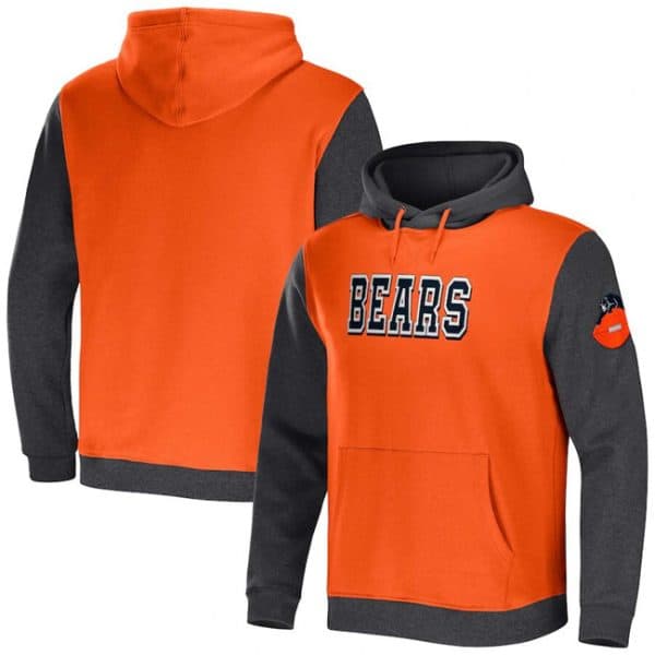 Chicago Bears X Darius Rucker Collection Orange Heather Colorblock Pullover Hoodie