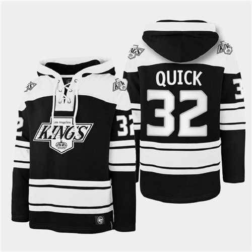 Los Angeles Kings #32 Jonathan Quick Black Ageless Must-Have Lace-Up Pullover Hoodie