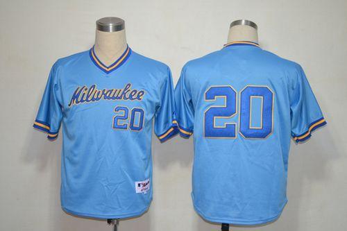Brewers #20 Jonathan Lucroy Blue 1982 Turn Back The Clock Stitched Jersey