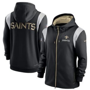 New Orleans Saints Black Zipper Hoodie
