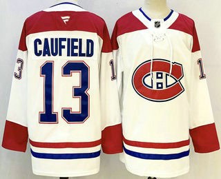 Montreal Canadiens #13 Cole Caufield White Authentic Jersey