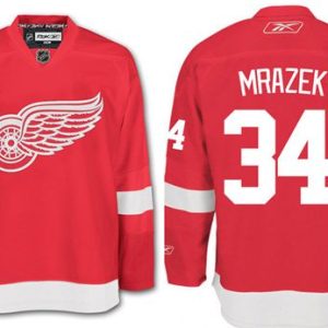 Red Wings #34 Petr Mrazek Red Stitched Jersey