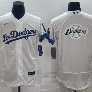 Los Angeles Dodgers White Team Big Logo Flex Base Stitched Jersey
