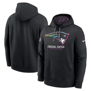 New England Patriots Black 2024 Crucial Catch Club Pullover Hoodie