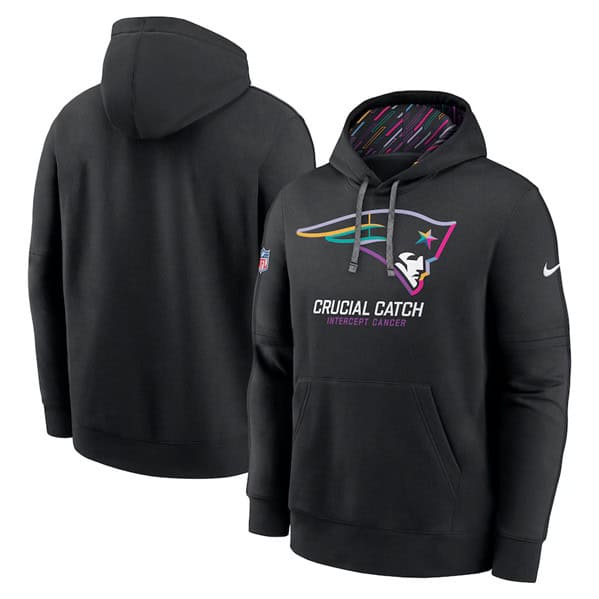 New England Patriots Black 2024 Crucial Catch Club Pullover Hoodie