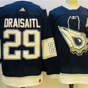 Edmonton Oilers #29 Leon Draisaitl Navy White Stitched Jersey