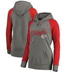 Kansas City Chiefs Grey Timeless Collection Rising Script Tri-Blend Raglan Pullover Hoodie(Run Small)