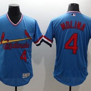 Cardinals #4 Yadier Molina Light Blue Flexbase Authentic Collection Cooperstown Stitched Jersey