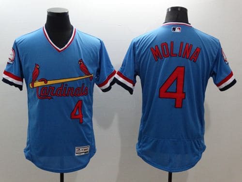 Cardinals #4 Yadier Molina Light Blue Flexbase Authentic Collection Cooperstown Stitched Jersey