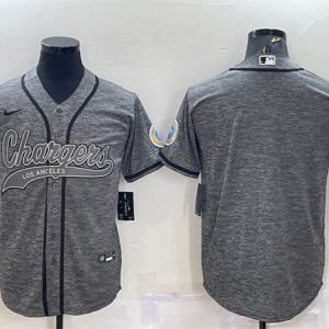 Los Angeles Chargers Blank Gray With Patch Cool Base Stitched Baseball Jersey