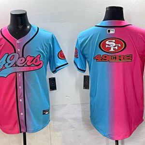 San Francisco 49ers Team Big Logo Pink Blue Limited Stitched Jersey