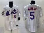 New York Mets #5 David Wright White With Patch Stitched Jersey
