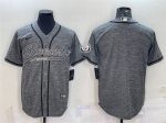 Pittsburgh Steelers Blank Gray With Patch Cool Base Stitched Baseball Jersey