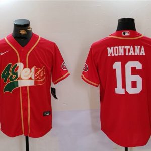 San Francisco 49ers #16 Joe Montana Red Mexico With Patch Stitched Jersey