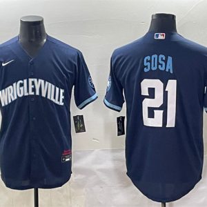 Chicago Cubs #21 Sammy Sosa Navy City Connect Stitched Jersey