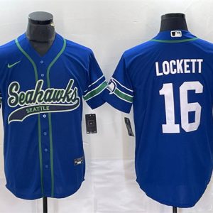 Seattle Seahawks #16 Tyler Lockett Royal Throwback Cool Base Stitched Jersey