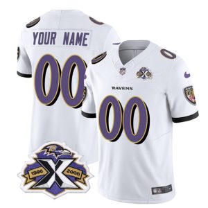 Baltimore Ravens Custom White 2023 F.U.S.E With Patch Throwback Vapor Limited Stitched Jersey