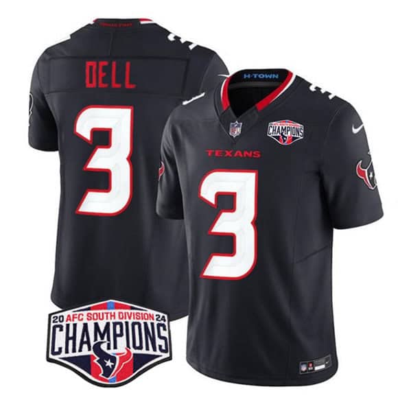 Houston Texans #3 Tank Dell Navy F.U.S.E. 2024 AFC South Division Champions Vapor Limited Stitched Jersey