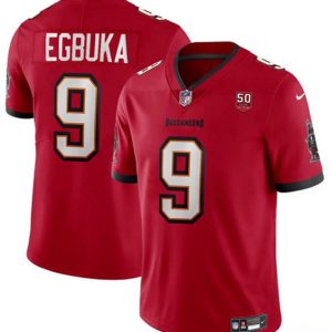 Tampa Bay Buccaneers #9 Emeka Egbuka Red 2025 Draft 50th Anniversary Patch Vapor Untouchable Limited Football Stitched Jersey